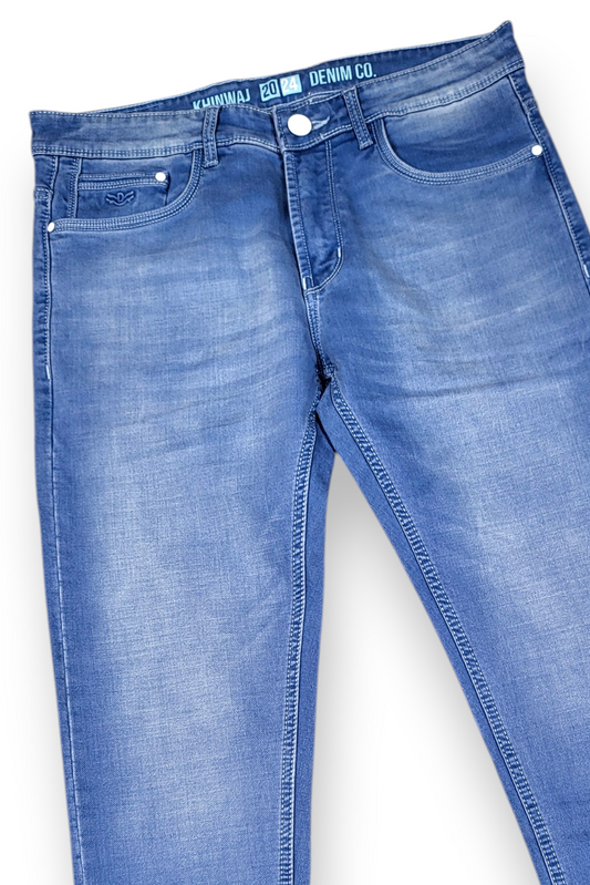 Men Sky Blue Ankle Fit Light Wash Ankle Fit Stretchable Denim Jeans