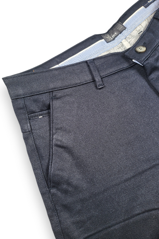 Men Premium Navy Blue Structured Chinos - Textured STAR