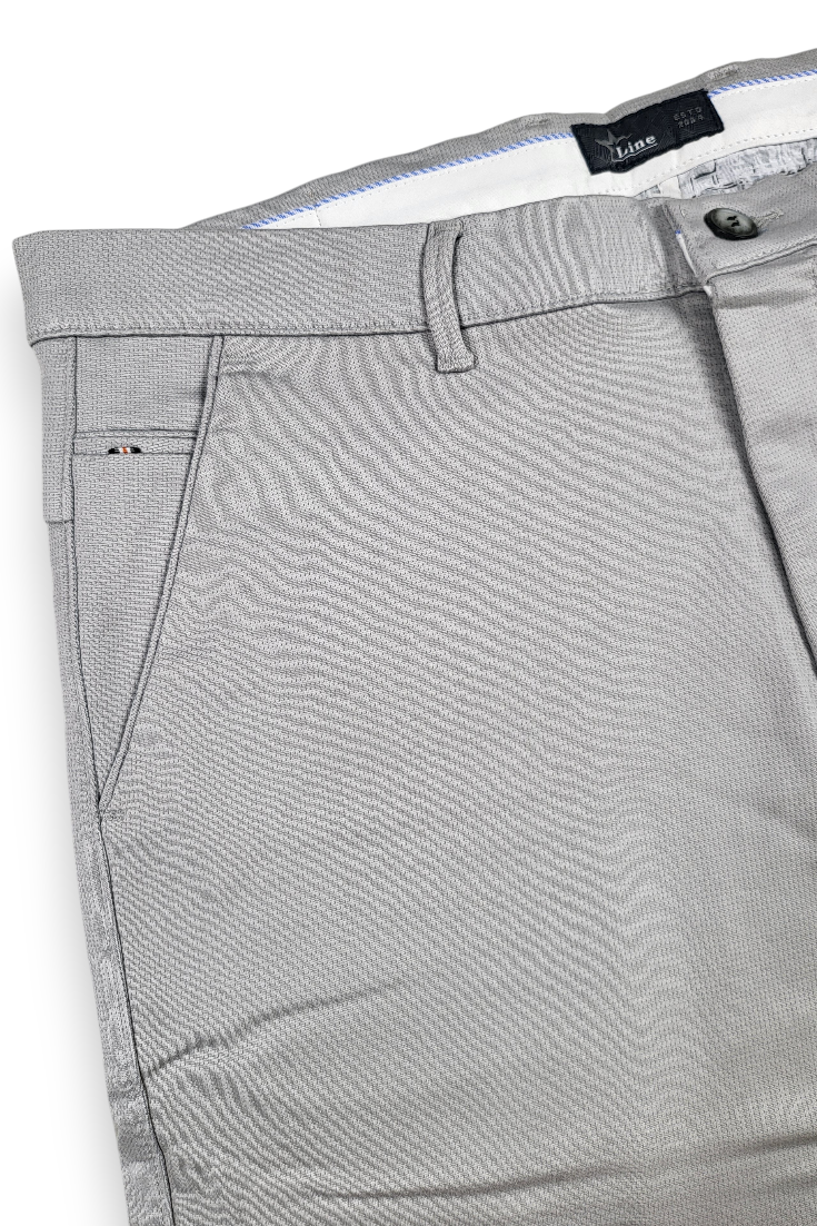 Men Premium Light Grey Structured Chinos | Textured STAR44