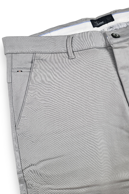Men Premium Light Grey Structured Chinos - Textured STAR