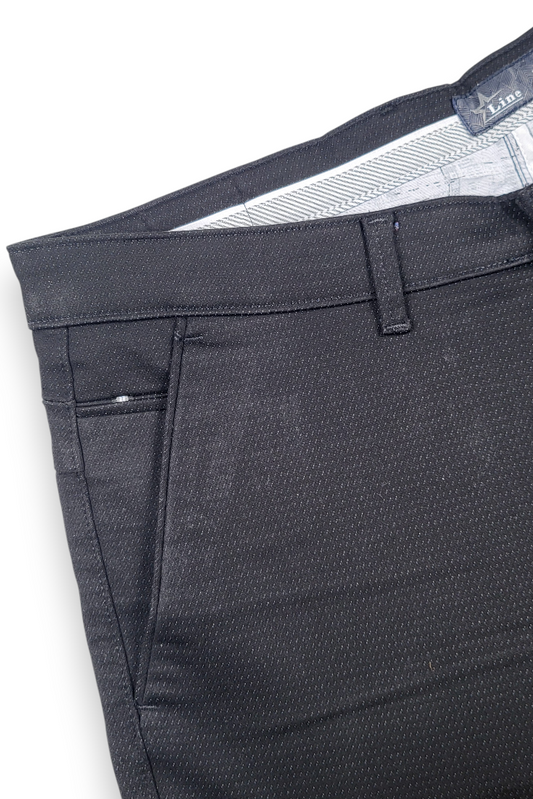 Men Premium Black Structured Chinos - Textured STAR