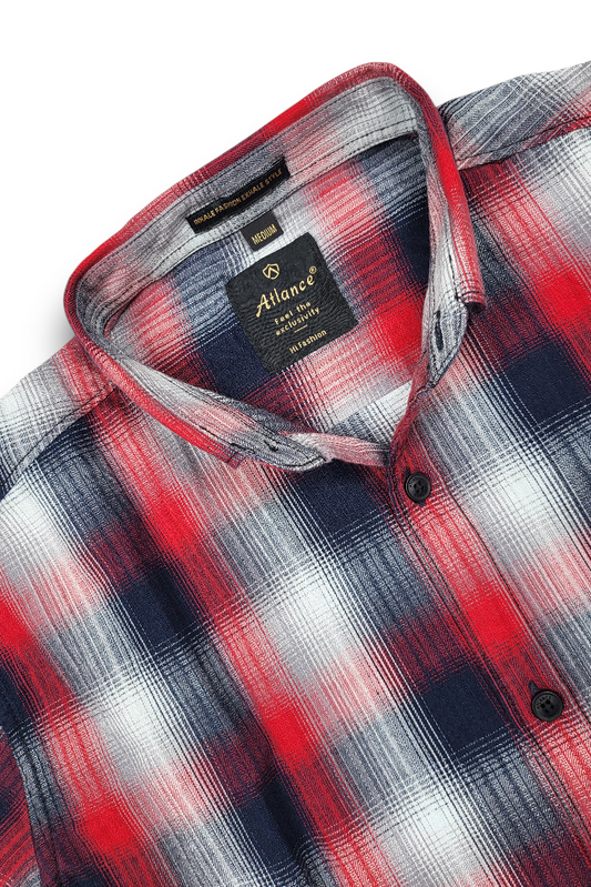 Men Red Check Casual Shirt | Premium Slim Fit | Atlance FABCK