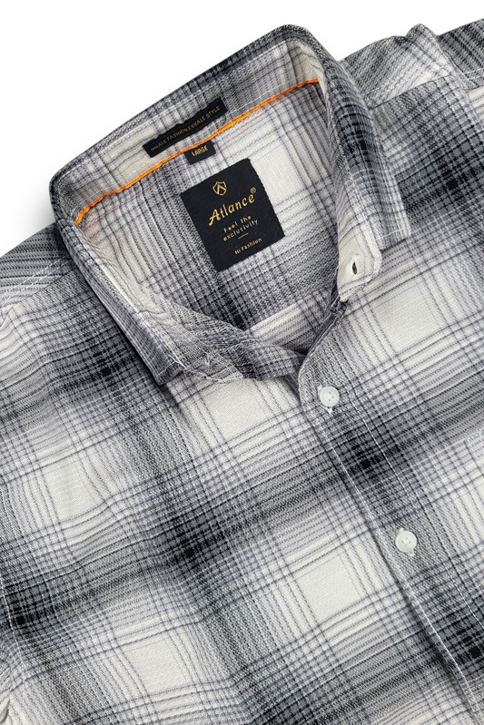Men Classic Grey Check Shirt | Everyday Casual Wear WON