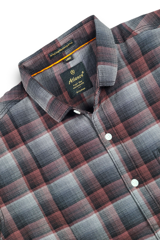 Wine Checks Shirt for Men | Slim Fit Full Sleeve WON