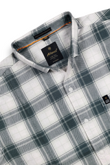 Dark Pista & White Checked Shirt – Modern Casual Look for Men WON