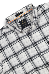 White & Black Plaid Casual Shirt for Men – Trendy Full Sleeve Shirt WON