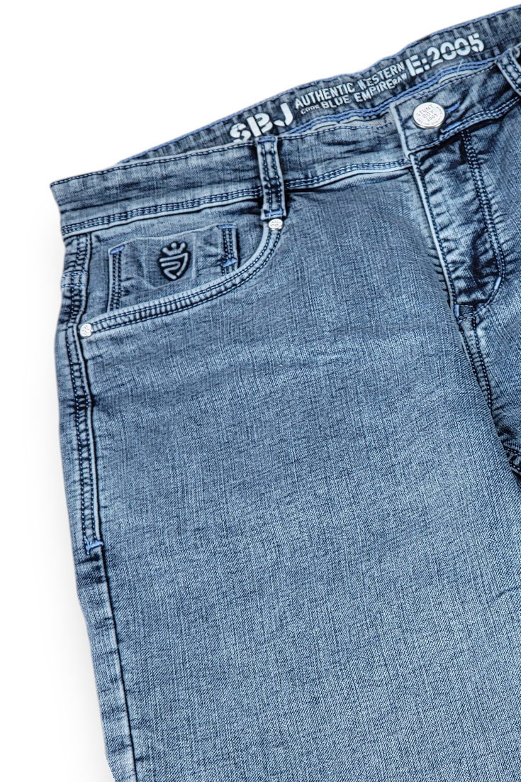 Classic Light Blue Wash Straight Fit Jeans for Men Baggy | SBBGY16