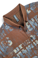 Men Typography Print Polo T-Shirt in Brown