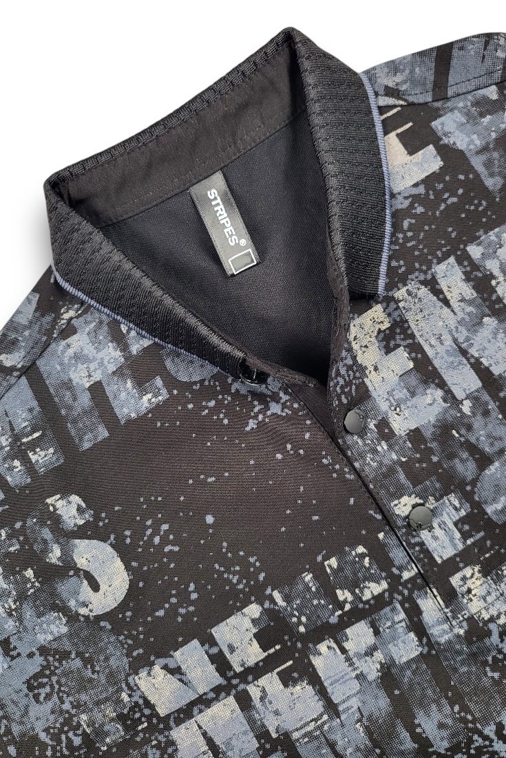 Men Typography Print Polo T-Shirt in Black ATL5996