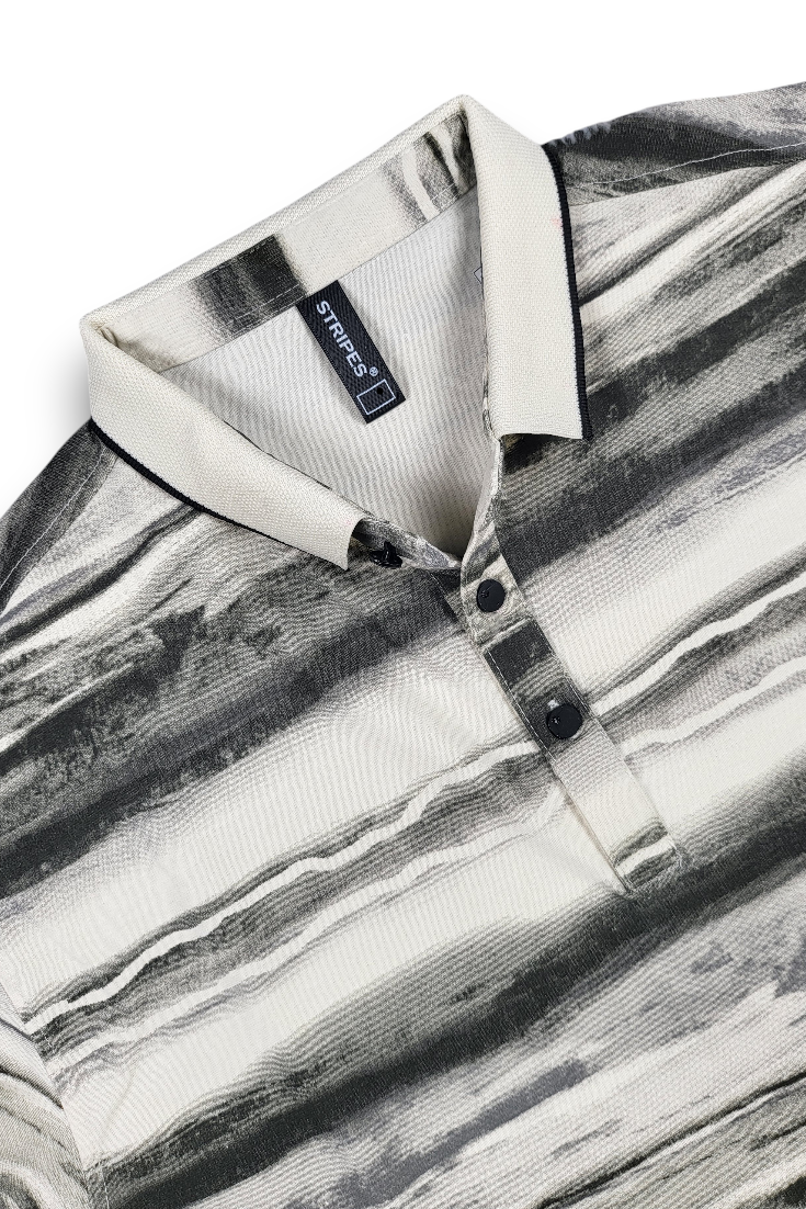 Stylish Dark Grey Printed Polo T-Shirt for Men | Modern Fit ATL4924