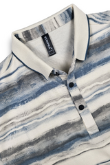 Stylish Blue Printed Polo T-Shirt for Men | Modern Fit