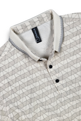 Stylish Cream Pattern Polo T-Shirt for Men | Modern Street Look