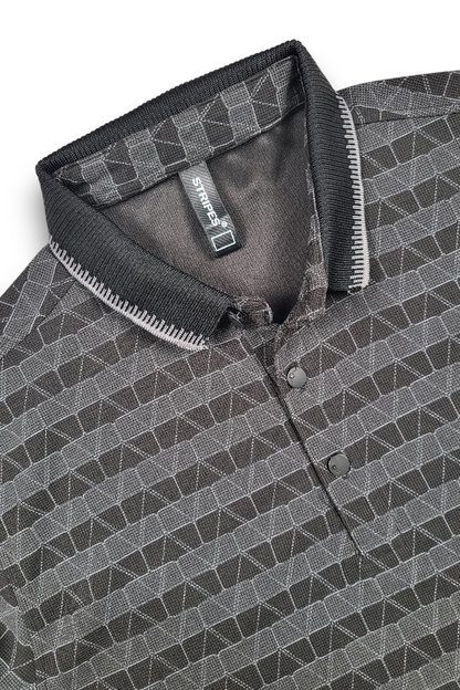 Stylish Black Pattern Polo T-Shirt for Men | Modern Street Look