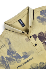 Men Designer Green Polo T-Shirt with Abstract Print – Casual Style