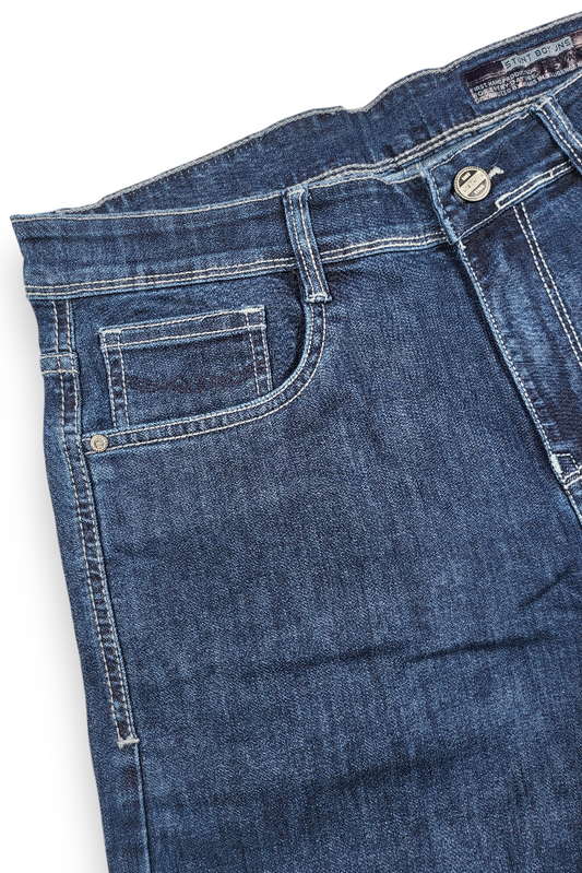 Men Straight Fit Blue Jeans - Classic Mid-Blue Denim Baggy