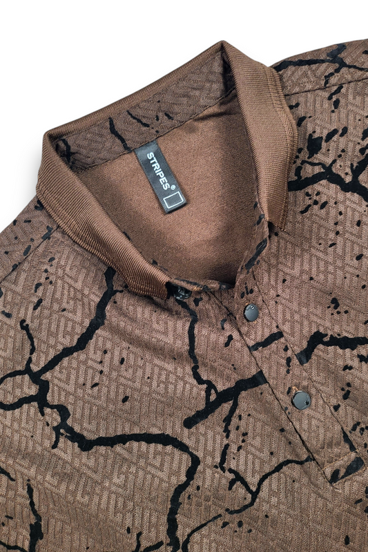 Trendy Coffee Printed Polo T-Shirt for Men | Modern Casual Style