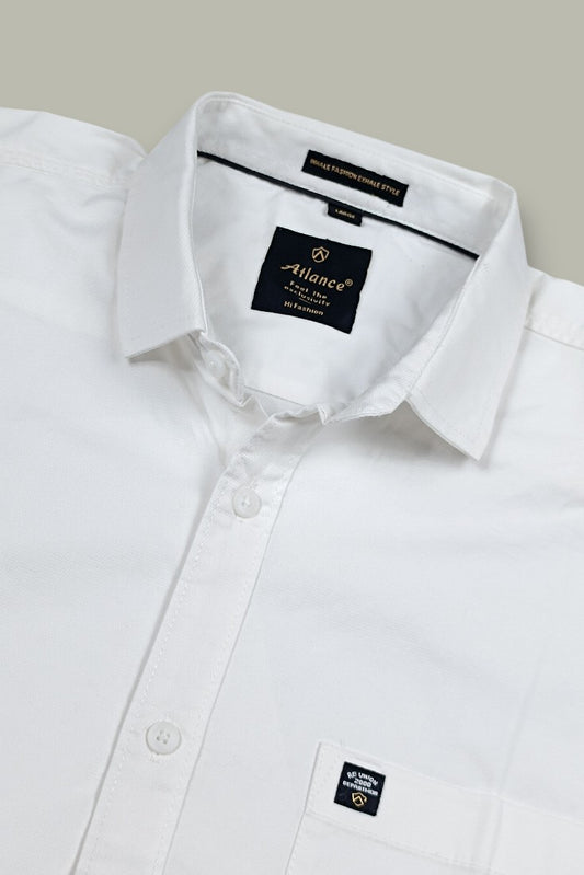 Men Slim Fit White Cotton Casual Shirt - Premium Smart-Casual Wear JK