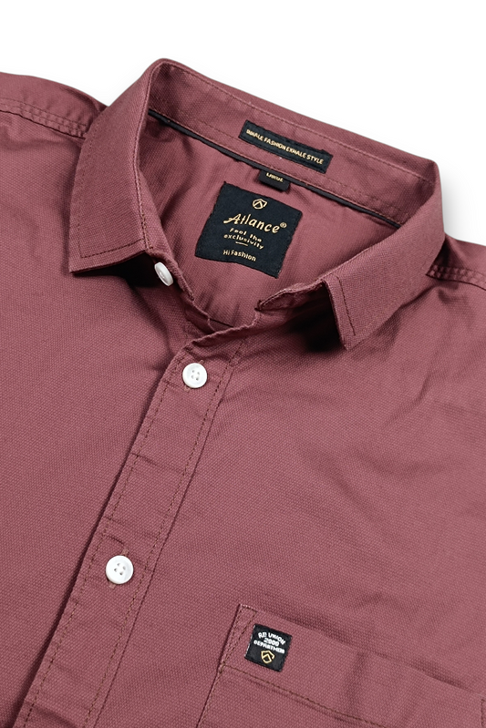 Men Slim Fit Dark Onion Cotton Casual Shirt - Premium Smart-Casual Wear JK