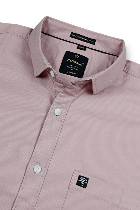 Men Slim Fit Pink Cotton Casual Shirt - Premium Smart-Casual Wear JK
