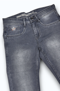 Men Dark Grey Colour Narrow Fit Sulphur Wash Jeans - Stretch Denim HEN454
