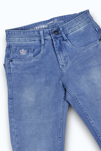 Men Skyblue Colour Narrow Fit Sulphur Wash Jeans - Stretch Denim HEN454