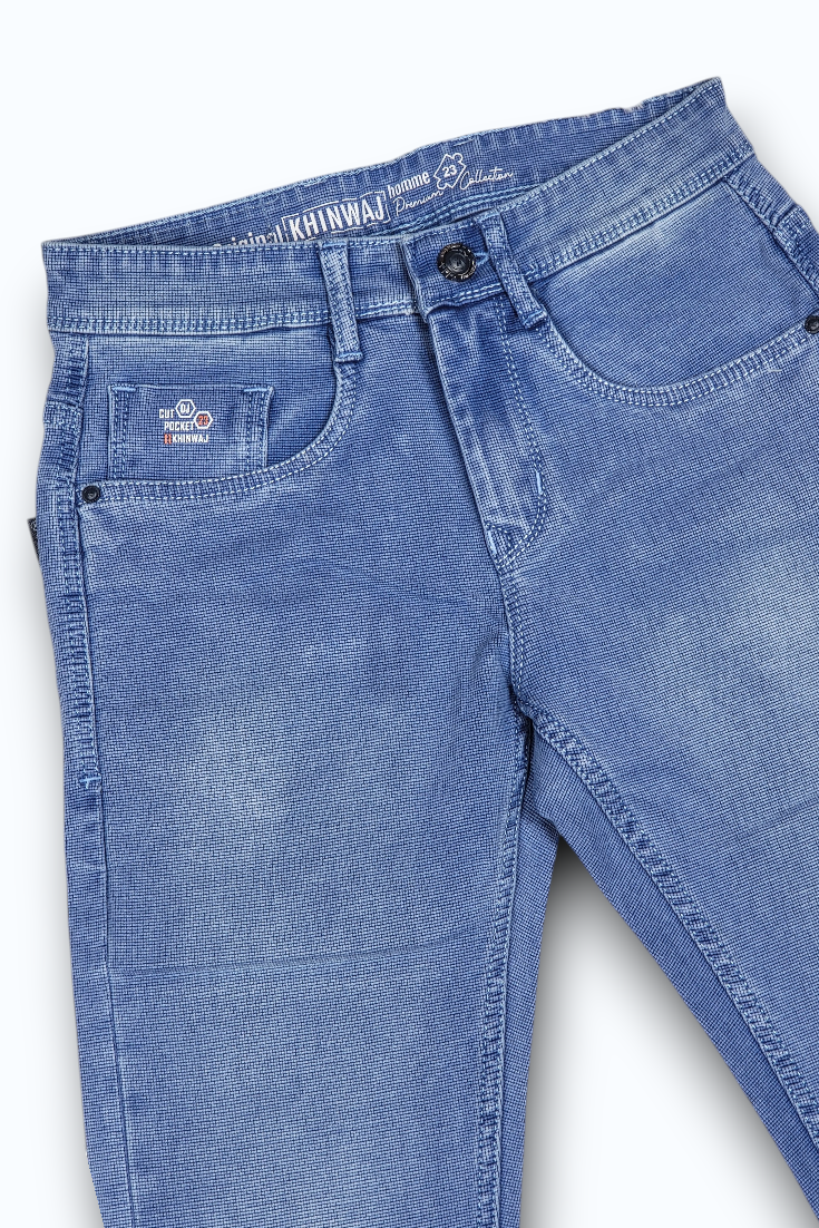 Men Skyblue Colour Narrow Fit Sulphur Wash Jeans - Stretch Denim HEN454