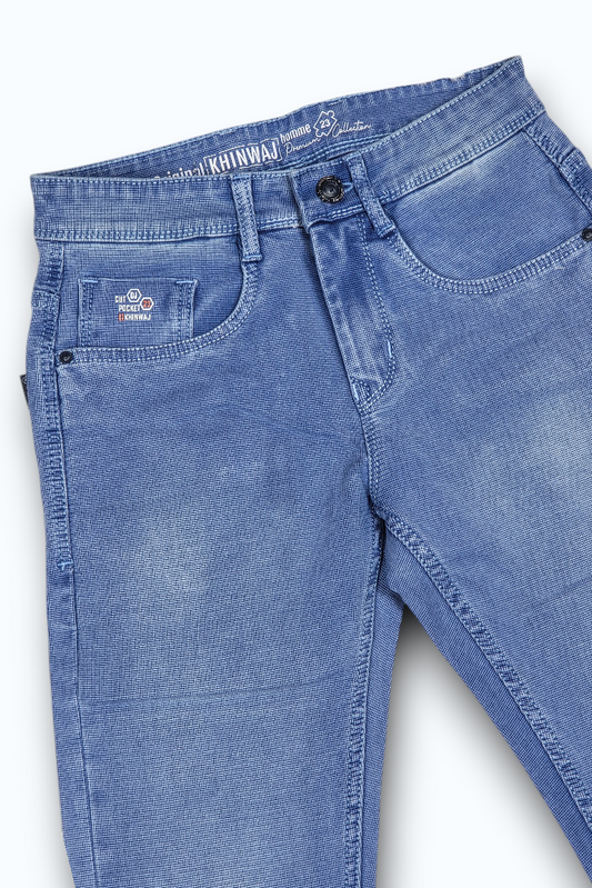 Men Skyblue Colour Narrow Fit Sulphur Wash Jeans - Stretch Denim HEN