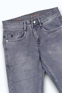 Men Light Grey Colour Narrow Fit Sulphur Wash Jeans - Stretch Denim HEN454