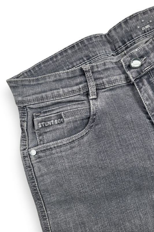 Light Grey Straight Fit Denim Jeans | Relaxed Fit Washed Street Style Pants Baggy