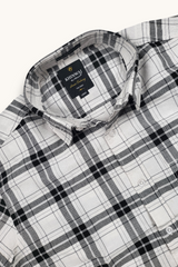 White Checkered Shirt for Men | Classic Plaid Long Sleeve Casual Shirt OXFCH