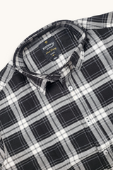 Black Checkered Shirt for Men | Classic Plaid Long Sleeve Casual Shirt OXFCH