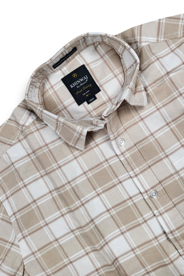 Cream Check Shirt for Men | Stay Stylish & On-Trend OXFCH