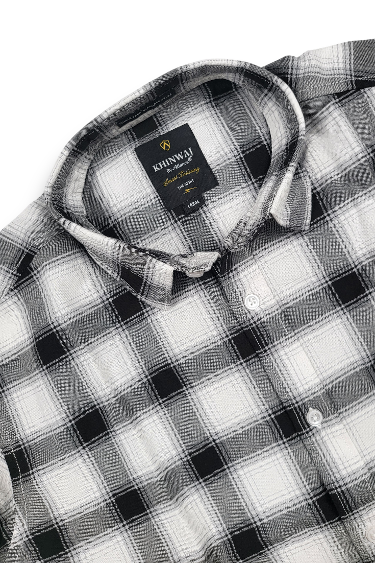 Comfortable Black & White Check Shirt for Men – Everyday wear OXFORD CHECK-4