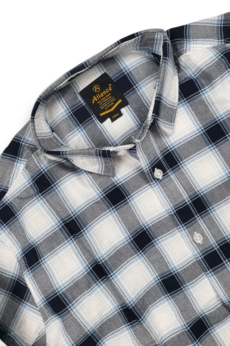 Comfortable Navy Blue & White Check Shirt for Men – Everyday wear OXFORD CHECK-4