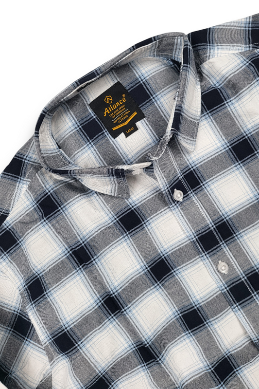 Comfortable Navy Blue & White Check Shirt for Men – Everyday wear OXFCH
