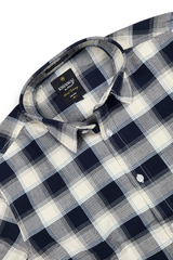 Men Premium Navy Blue Checkered Shirt – Casual Style OXFCH