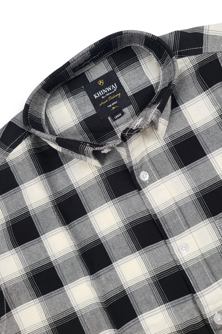 Men Premium Black Checkered Shirt – Casual Style OXFORD CHECK-5