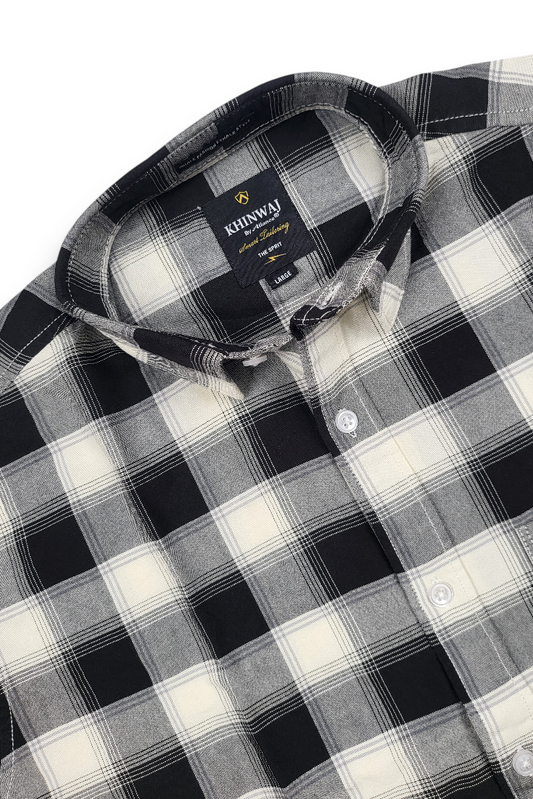 Men Premium Black Checkered Shirt – Casual Style OXFCH