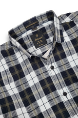 Men Olive Checked Slim Fit Casual Shirt | Premium Cotton FABCK