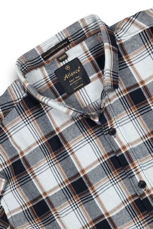 Stylish Check Shirt for Men | White Brown Black | Casual Smart Look FABCK