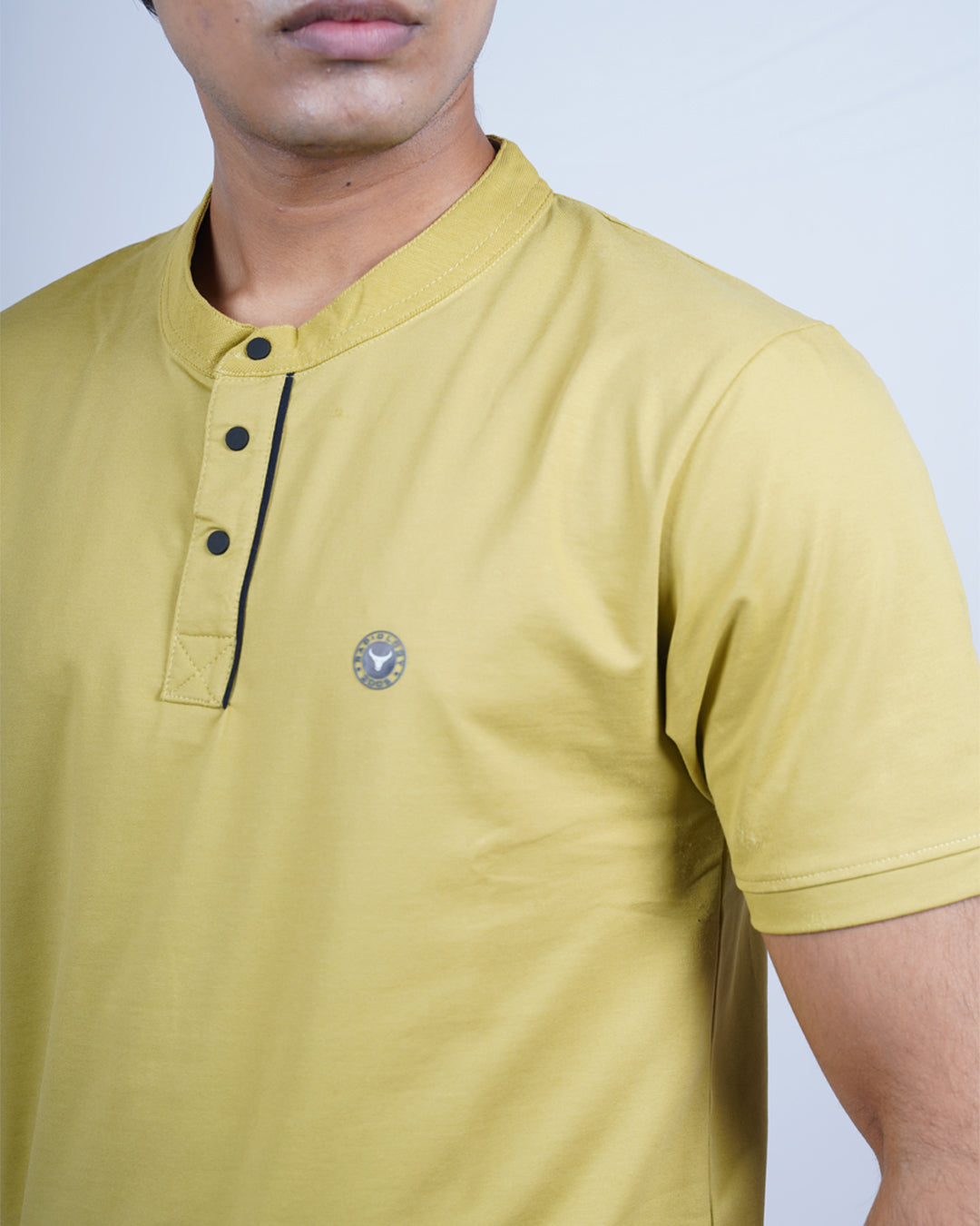 MUSTARD COLOR PLAIN ROUND NECK T-SHIRT