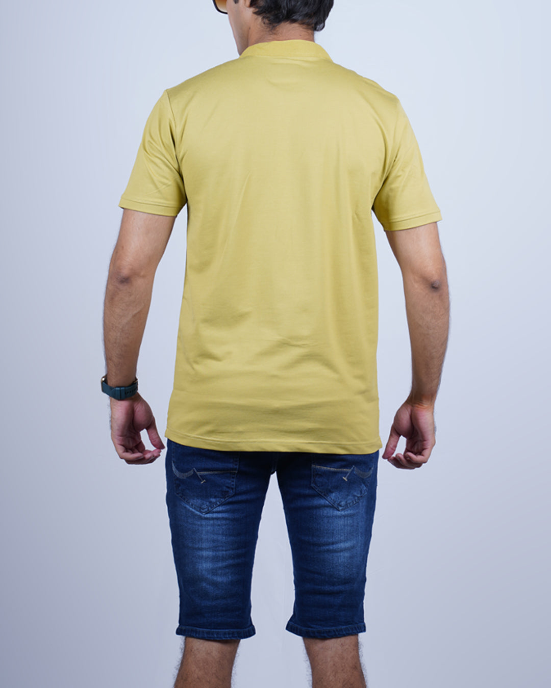 MUSTARD COLOR PLAIN ROUND NECK T-SHIRT