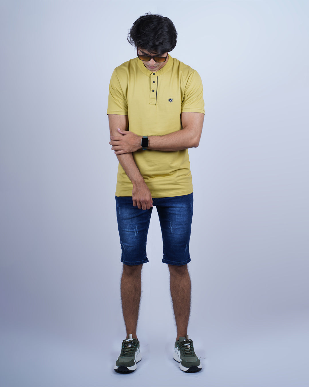 MUSTARD COLOR PLAIN ROUND NECK T-SHIRT