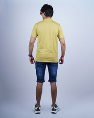 MUSTARD COLOR PLAIN ROUND NECK T-SHIRT