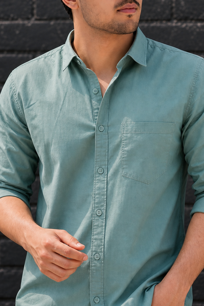 Men Premium Dark Pista Solid Casual Shirt for Everyday Wear OXF-PLAIN