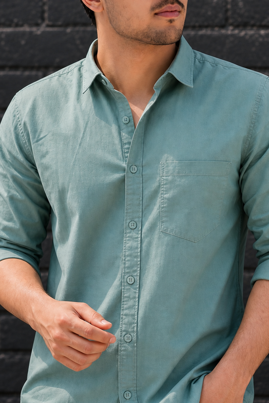 Men Premium Dark Pista Solid Casual Shirt for Everyday Wear OXF