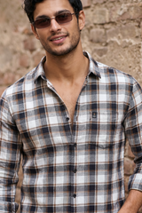 Stylish Check Shirt for Men | White Brown Black | Casual Smart Look FABCK