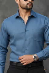 Atlance Classic Blue Solid Formal Shirt - Slim Fit-FRM