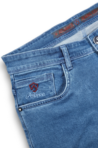 Atlance Mid-Wash Comfort Fit Jeans for Men | Blue Denim Plain 1022