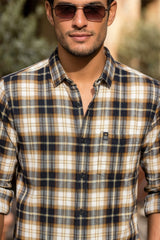 Mustard Bold Check Casual Shirt - Perfect for Smart-Casual Wear FABCK